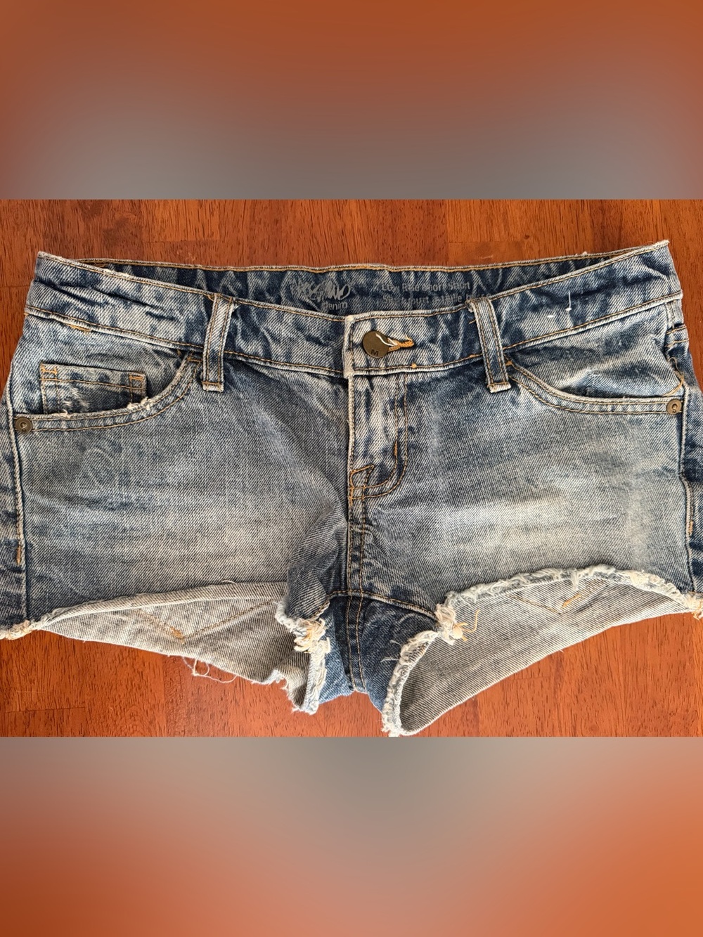 Mossimo Supply Co Denim Shorts Womens 2/26 Blue Low Rise Raw Hem Cut Off Cotton